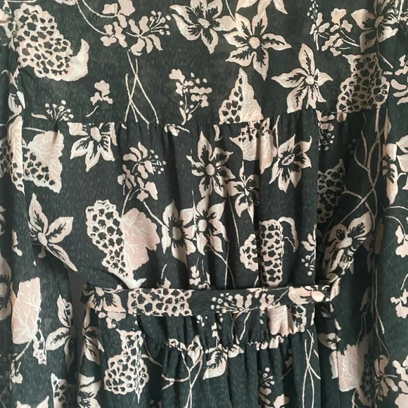 Elan Cosmo Floral Napa Print Ruffle Tiered Wrap Sweeping Maxi Coquette Dress S - Picture 16 of 16